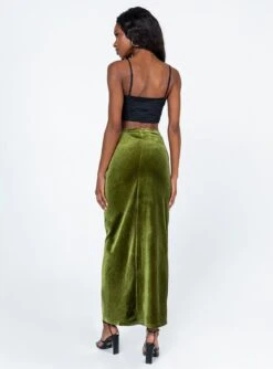Princess Polly Alexia Velour Maxi Skirt Green -Princess Polly Shop 4 modelinfo tori us2 jpg