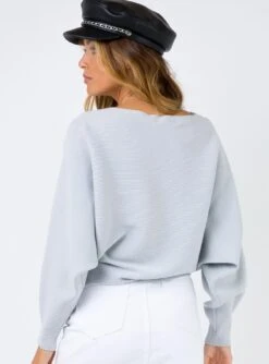 Princess Polly Winters Spell Ribbed Top Light Grey -Princess Polly Shop 4 88 230