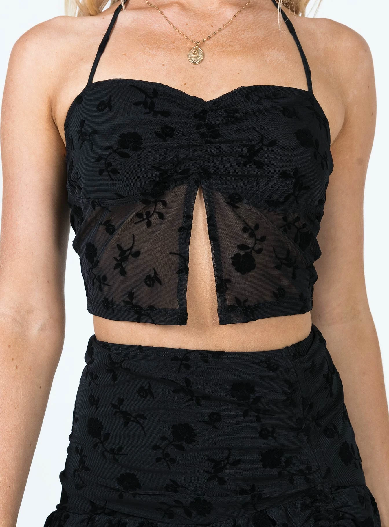 Motel Agas Skirt Black Floral Flock 5 Motel Agas Skirt Black Floral Flock - Image 5