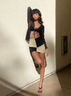 Princess Polly Celine Mini Skirt Beige / Black