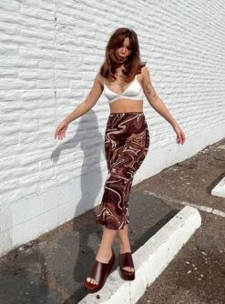 Princess Polly Deanna Midi Skirt Brown 12 Princess Polly Deanna Midi Skirt Brown -Princess Polly Shop DEANNA MIDI SKIRT BROWN