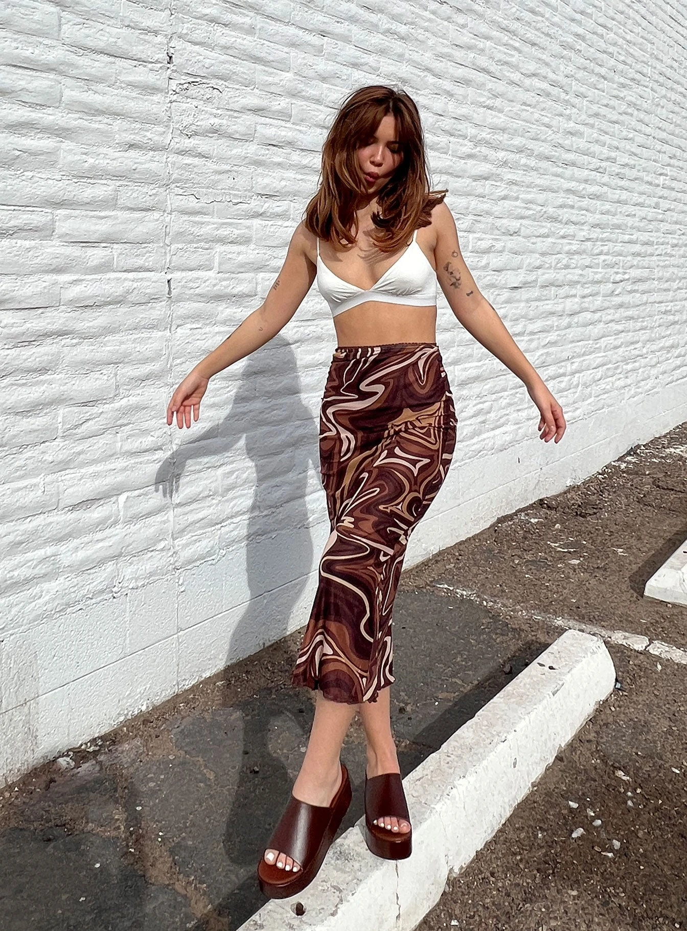 Princess Polly Deanna Midi Skirt Brown 6 Princess Polly Deanna Midi Skirt Brown - Image 6