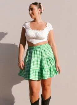 Princess Polly Marlie Mini Skirt Green -Princess Polly Shop Marlie Mini Skirt Green 1