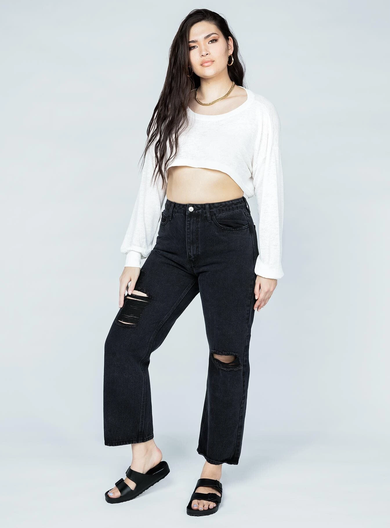 Princess Polly Lincoln Long Sleeve Top White 2 Princess Polly Lincoln Long Sleeve Top White - Image 2