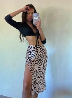 Princess Polly Nia Midi Skirt Beige -Princess Polly Shop NIA MIDI SKIRT