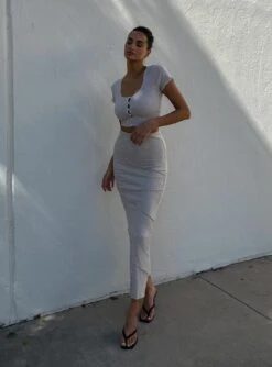 Princess Polly Oscar Maxi Skirt Beige -Princess Polly Shop OSCAR MAXI SKIRT BEIGE