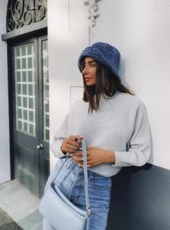 Princess Polly Winters Spell Ribbed Top Light Grey