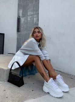 Princess Polly Winters Spell Ribbed Top Light Grey -Princess Polly Shop WINTERS SPELL RIBBED TOP LIGHT GREY RESCUE ME PLEAT MINI SKIRT