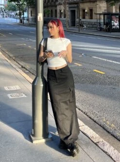 Princess Polly Datura Cargo Midi Skirt Black