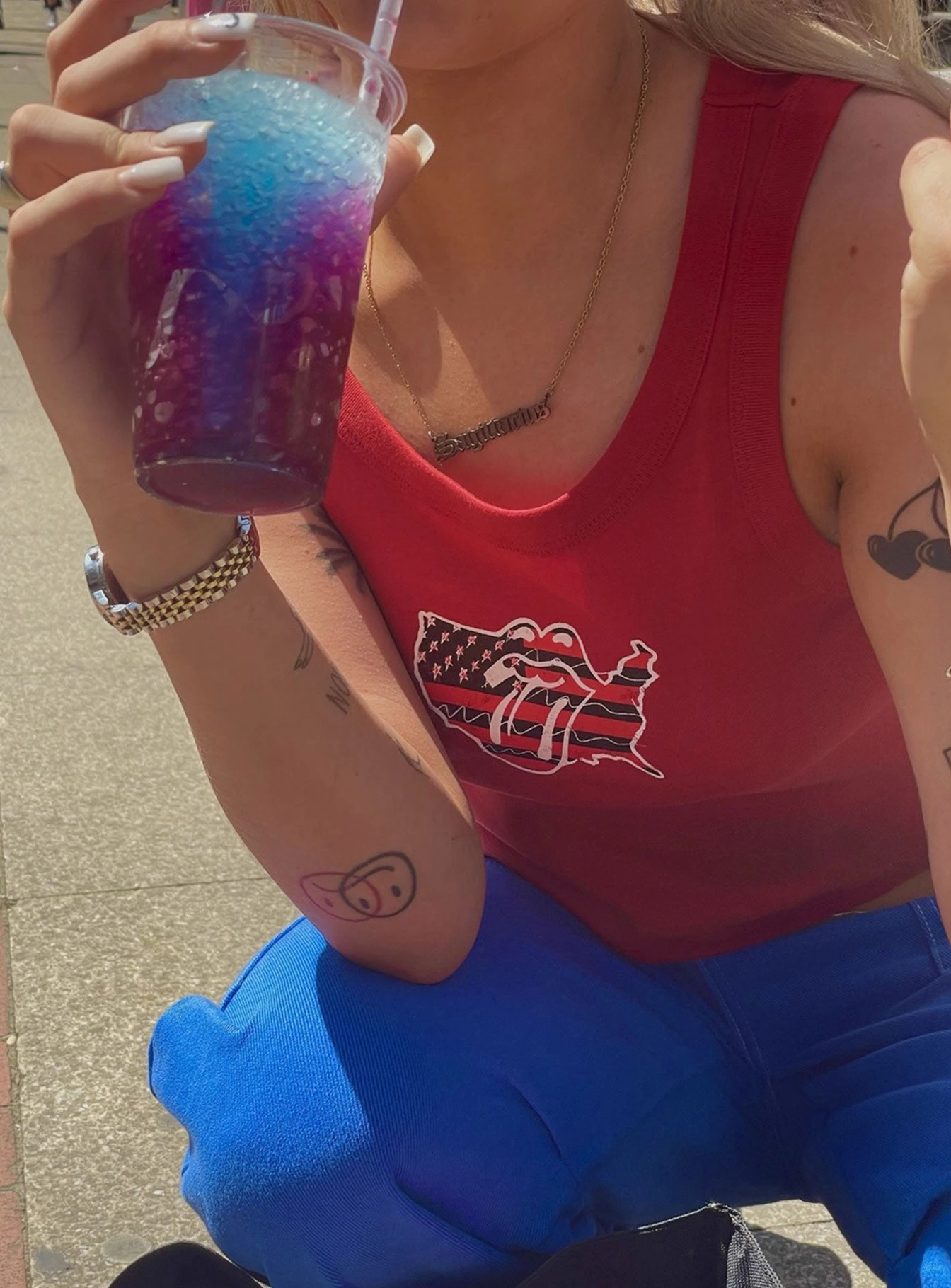 Princess Polly The Rolling Stones America Cropped Tank Red 1 Princess Polly The Rolling Stones America Cropped Tank Red