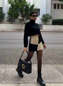 Princess Polly Celine Mini Skirt Beige / Black 12 Princess Polly Celine Mini Skirt Beige / Black -Princess Polly Shop shesalussh Celine Mini Skirt Beige US2