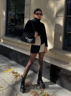 Princess Polly Celine Mini Skirt Beige / Black 13 Princess Polly Celine Mini Skirt Beige / Black -Princess Polly Shop shesalussh Celine Mini Skirt Beige US2 Sascha Sweater SM